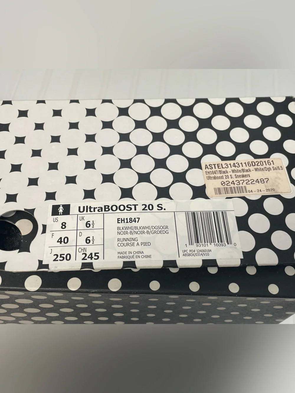 Adidas Stella McCartney Ultraboost 20 S. White/Black 8 Running Course A Pied